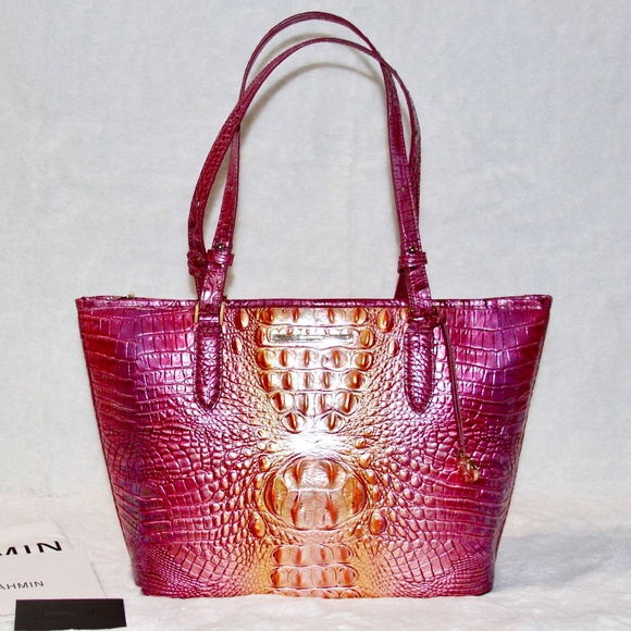 NWT Brahmin Medium Asher Tote Bag Leather Purse Grapefruit Ombre - Picture 1 of 7